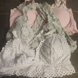 Elegant Lace Bralette Set - Purple, Pink, Grey
